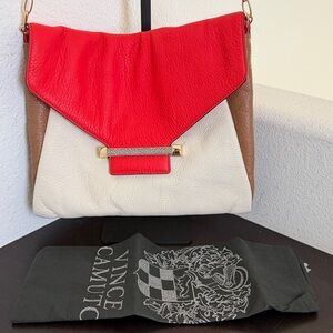 Vince Camuto Tri-Color leather Shoulder Bag with Gold Accent